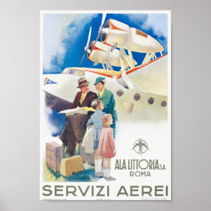 Servizi Aerei Ala Littoria Poster vintage 1937