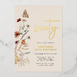 Sessenta Convite à Foil de Aniversário