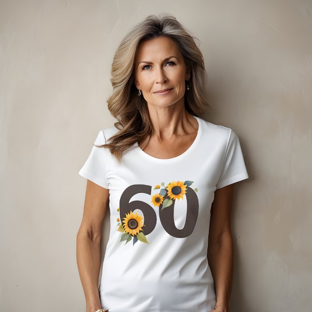 Sessenta e sessenta camisetas femininas - 60º aniv (🌻 Embrace the 60s: Sunflowers Sixty Women's T-Shirt! 🎉)