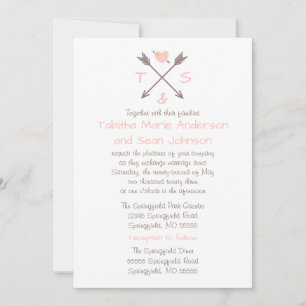 Setas de Coração Rosa - Convite para Casamento e R