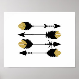 Setas Pretas e Douradas - Impressão de Arte