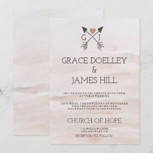 Setas Românticas Rásticas e Convite para Casamen