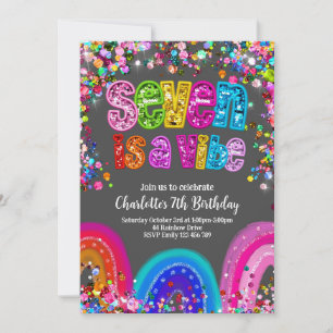 Sete é um Convite de festas de Vibe Glitter Girls