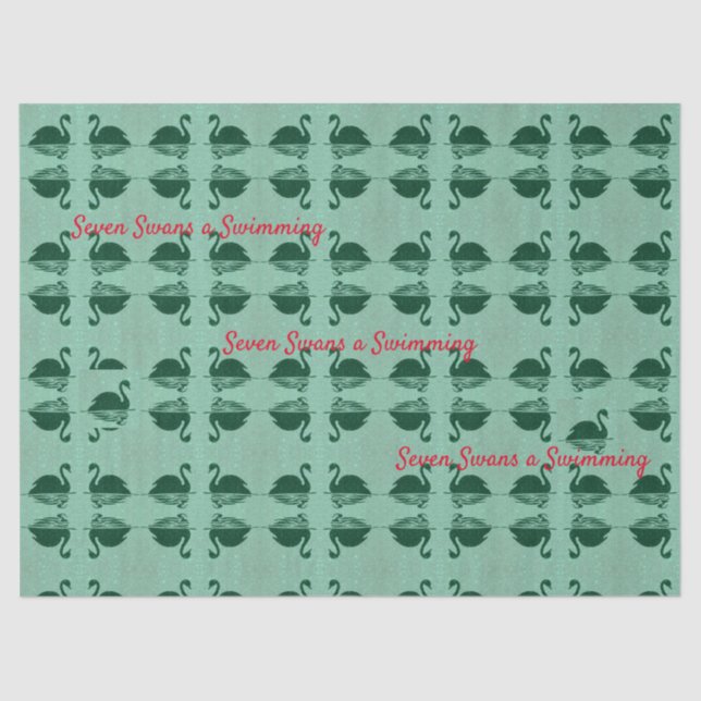 Sete Swans a Nadar Papel Tecido de Natal (Frente )