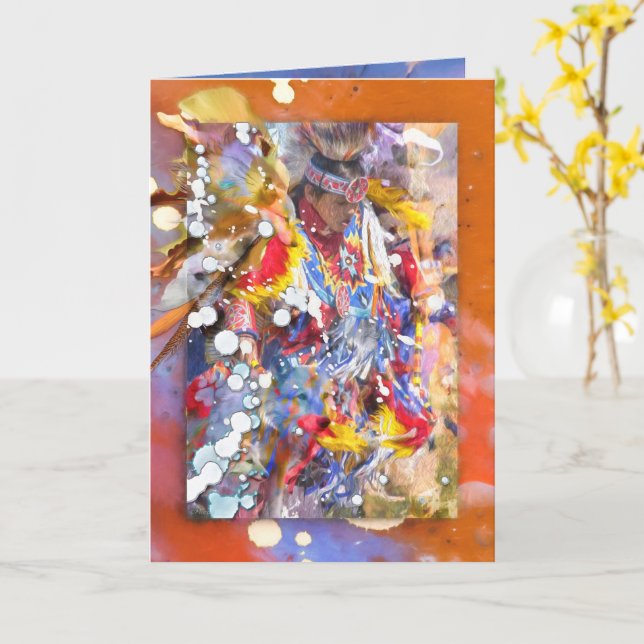 SETE WOLF ESPÍRITOS CARTÃO DANCER NATIVO AMERICANO (Flor Amarela)