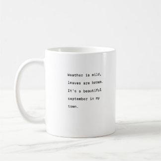 Setembro caneca de café tipografia poética meteoro