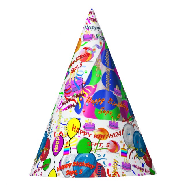 Setembro, Hat de Aniversário de 5 Festas, Chapéu d (Frente)