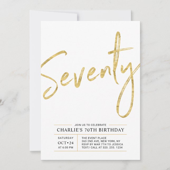 Setenta | Moderno Convite de Aniversário de 70 ano (Frente)