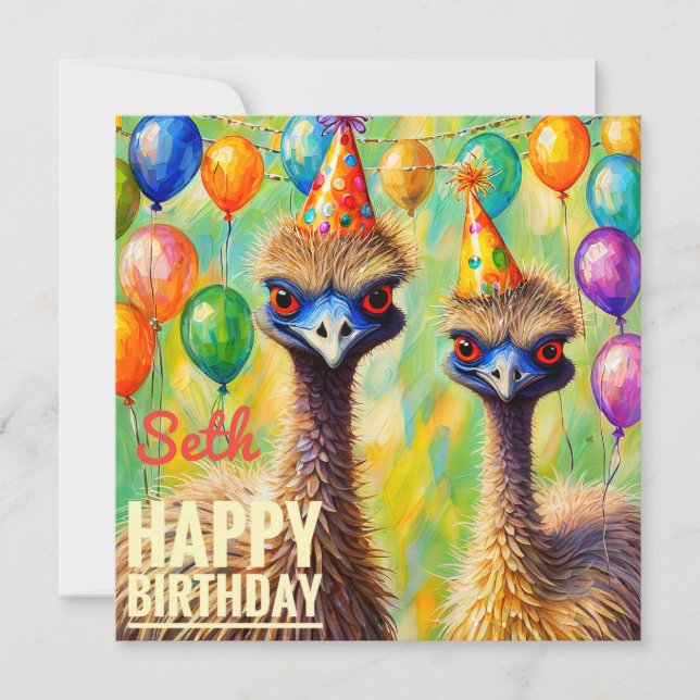 SETH ~ Cartão de Aniversário ~ Emus ~ (Frente)