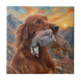 Setter Irlandês com Perdiz Chucar ,Arte