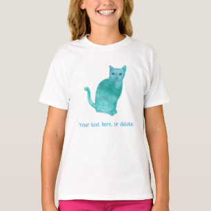 Seu Abstrato de Texto Turquoise camisetas de Gato