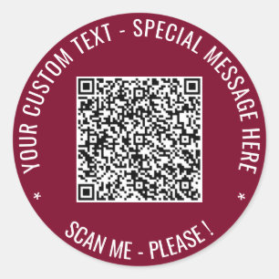 Seu adesivo de código QR com texto personalizado E