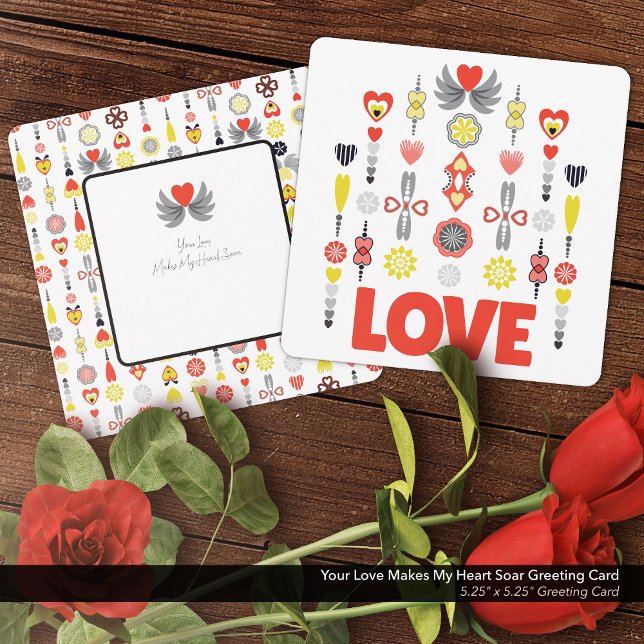 Seu Amor Faz Meu Carinho Saudação De Soar (Your Love Makes My Heart Soar Greeting Card, Bold and Vibrant Minimalist Design)