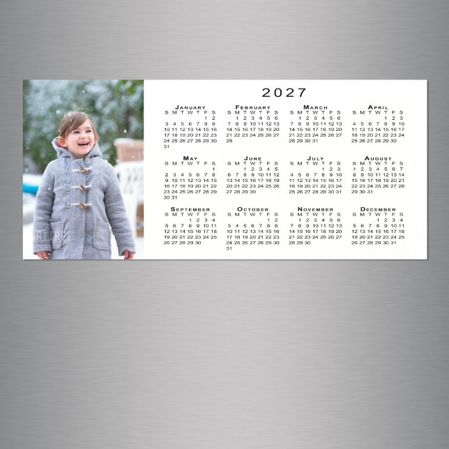 Seu Calendário de Fotos 2027 Ímã Branco (Your Photo 2027 Calendar White Magnet in situ)