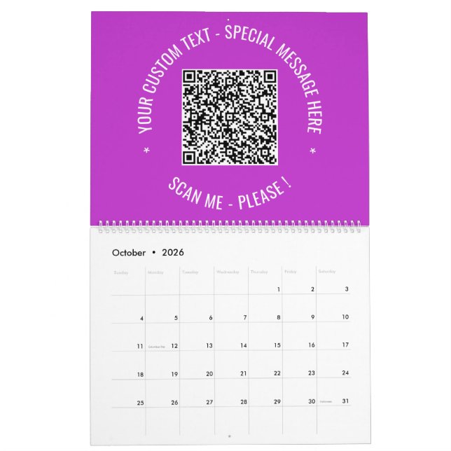 Seu Calendário de Texto Personalizado do Código QR (Out 2026)