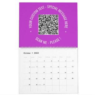 Seu Calendário de Texto Personalizado do Código QR