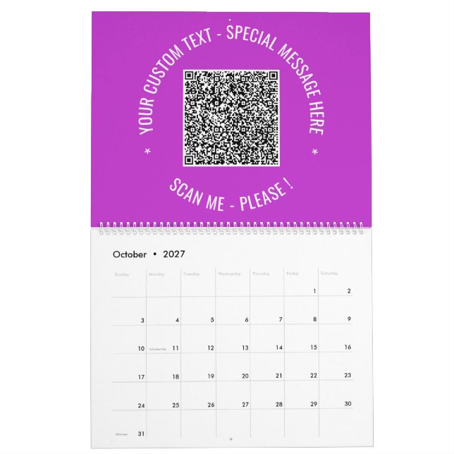 Seu Calendário de Texto Personalizado do Código QR (Out 2027)