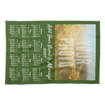 Seu calendário de toalha de chá com foto Verde