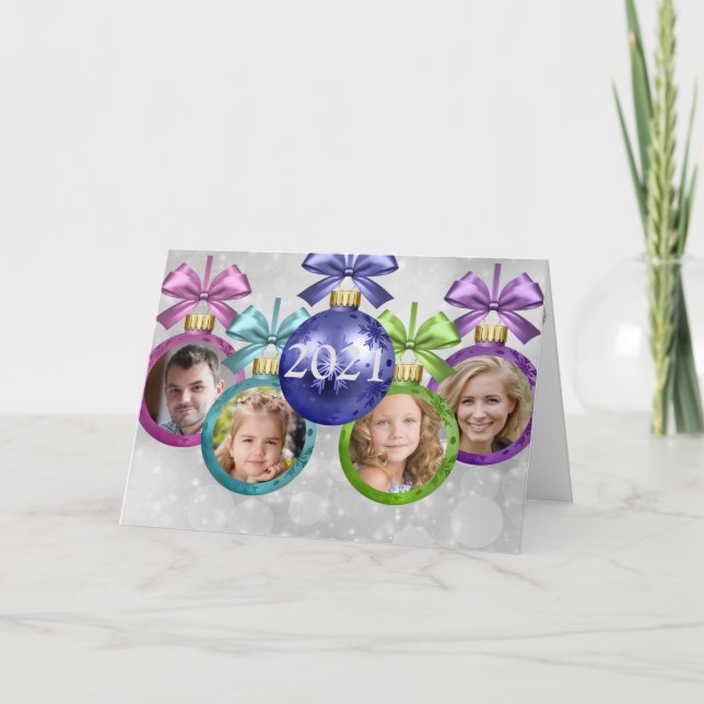 Seu Cartão de Feriado de 4 Fotos Dobrado (Frente)