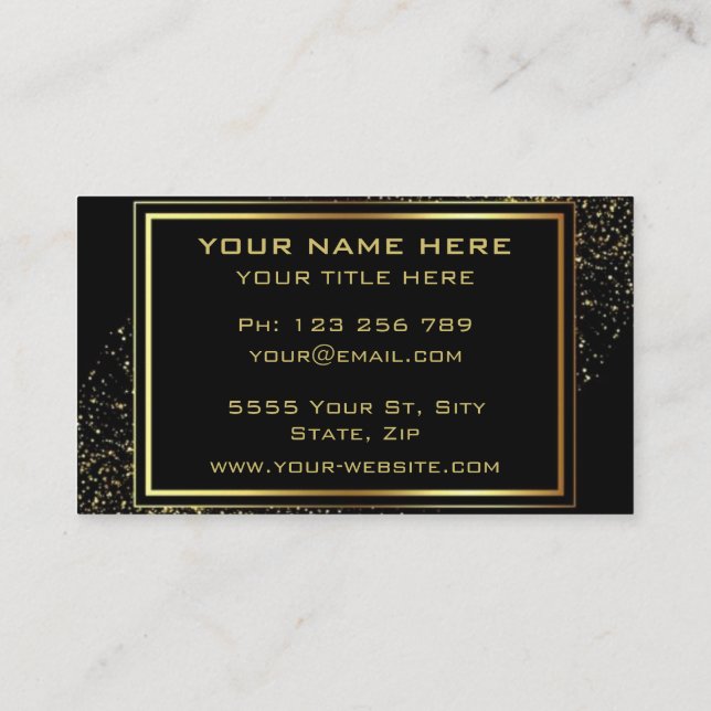 Seu Cartão de visita preto Dourado com texto do Ou (Verso)