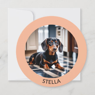 Seu Cartão Plana Redondo De Pêr Cão Foto Elegante