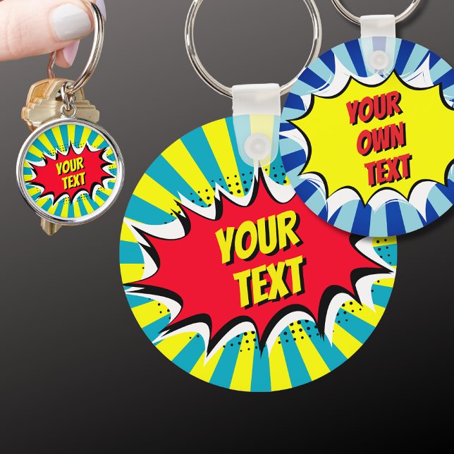 Seu Chaveiro de estilo de banda desenhada de texto (Criador carregado)