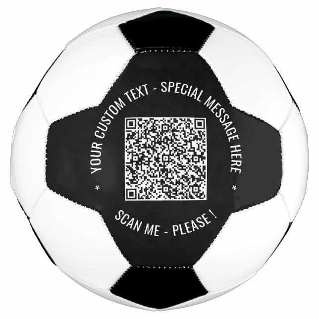 Seu código QR e Modelo de bola de futebol de texto (Frente)