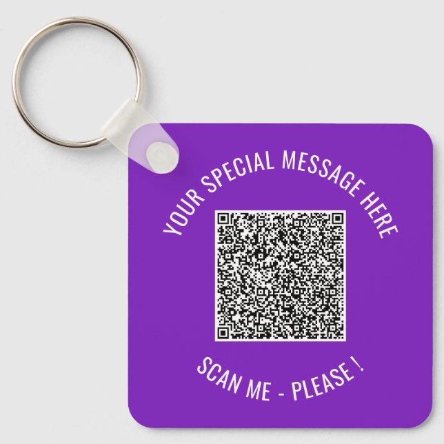 Seu Código QR e Texto Personalizado e Chaveiro de  (Frente)