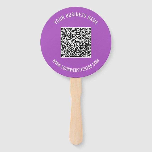 Seu Código QR e Texto Personalizado Leque de Mão E (Verso)
