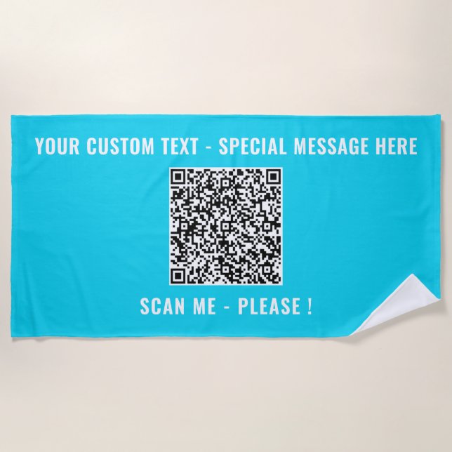 Seu código QR Texto personalizado Toalha de praia  (Frente)