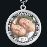 Seu Colar de Aniversário do Casamento tema damasco<br><div class="desc">Colares de Manutenção Escolha Prateado ou Prata Esterlente</div>