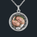 Seu Colar de Aniversário do Casamento tema damasco<br><div class="desc">Colares de Manutenção Escolha Prateado ou Prata Esterlente</div>