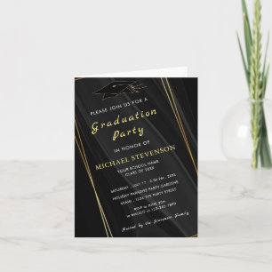 Seu Convite de Formatura em Preto Dourado com Info