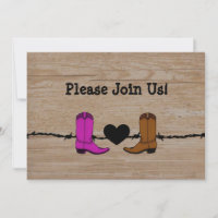 Seu E Seu Cowboy Boots Convite De Casamento