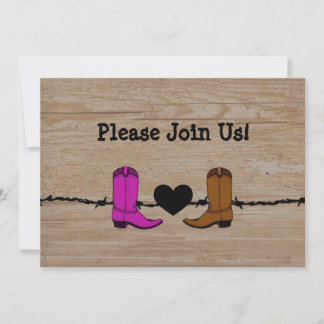 Seu E Seu Cowboy Boots Convite De Casamento