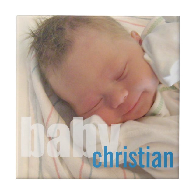 Seu filho recém-nascido foto mantém nome azul (Frente)