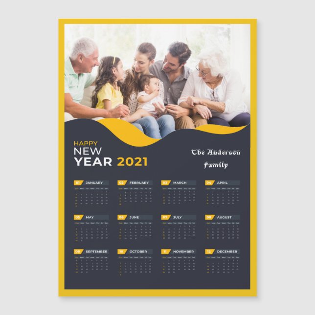Seu Foto e Nome Personalizáveis Calendário 2021 (Frente)