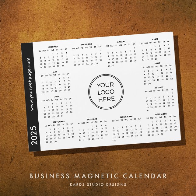 Seu logotipo aqui Calendário Magnético Branco 2025 (Add your logo and website and give something that will keep your brand present all year long. )