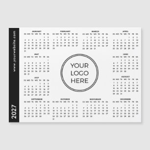 Seu Logotipo Aqui Calendário Magnético Branco 2027