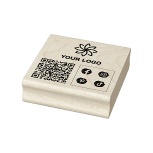Seu logotipo Código QR Carimbo de Borracha Comerci