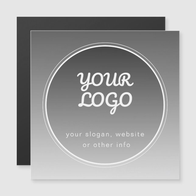 Seu logotipo e texto editável | Gradiente cinza es (Frente/Verso)