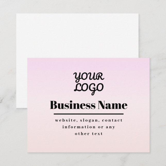 Seu logotipo e texto | Pink & Peach Ombre (Frente/Verso)