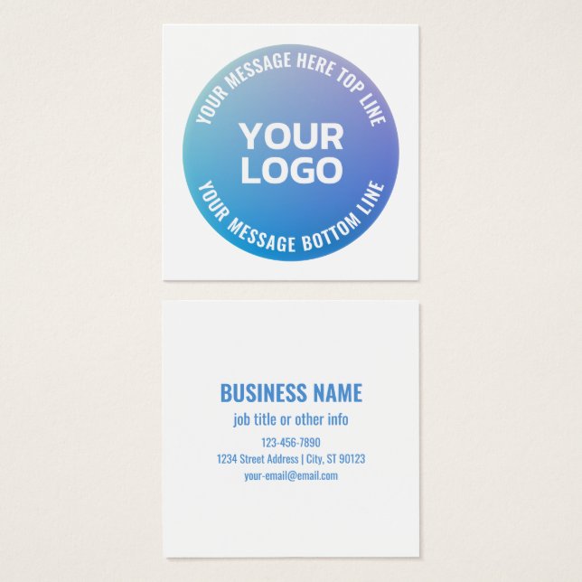 Seu logotipo | Texto circular e do Ombre Azul a Ro (Frente & Verso)