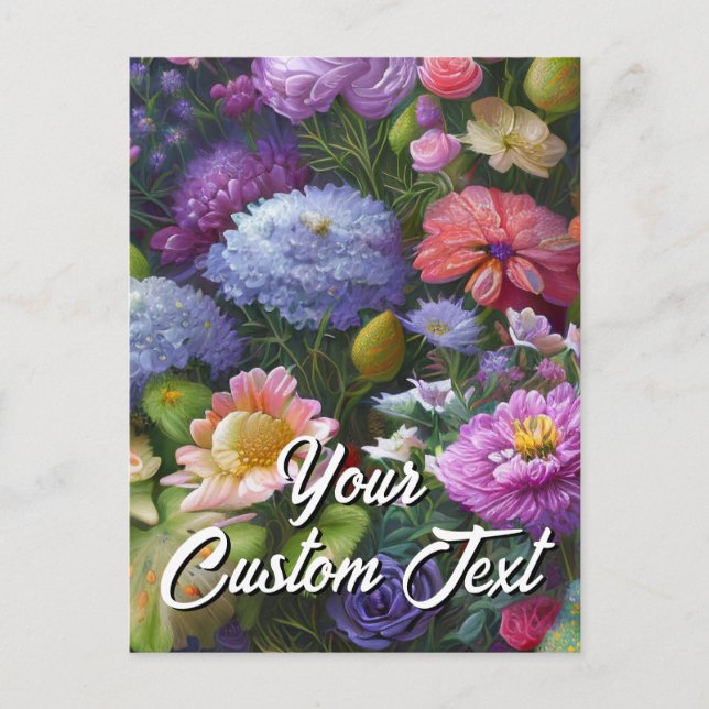 Seu Modelo de Flores Mistas de Texto Personalizado (Frente)