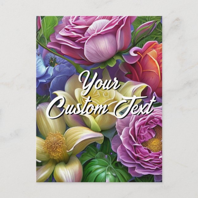Seu Modelo de Flores Mistas de Texto Personalizado (Frente)