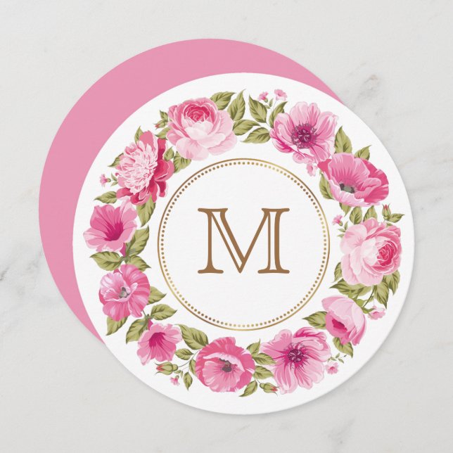 Seu Monograma em convites personalizados de Quadro (Frente/Verso)