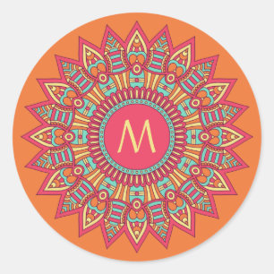 Seu monograma em etiquetas de um quadro de Boho