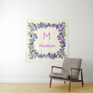Seu monograma na tapeçaria de Frame Flor