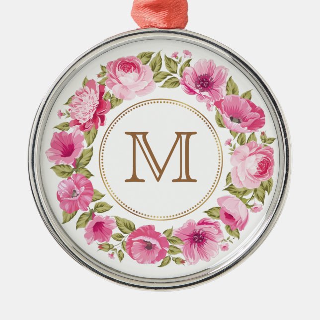 Seu Monograma no ornamento de Quadro Flor (Frente)