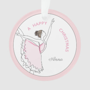Seu nome aqui Enfeites de natal Rosa Ballerina